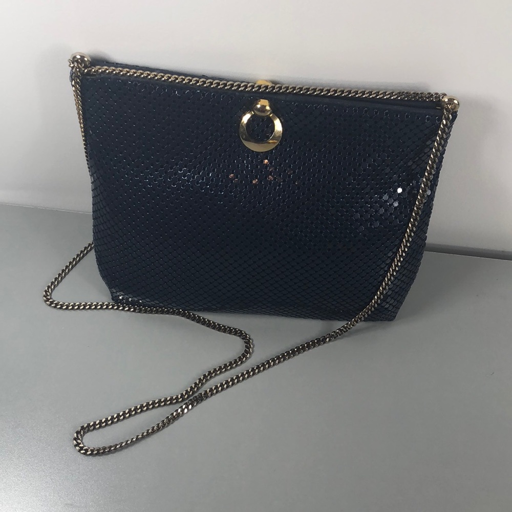 RARE VtG Whiting & Davis Navy Blue Purse Clutch - Picture 4 of 8
